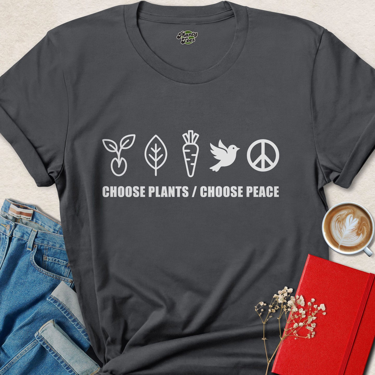 Vegan Choose Plants Choose Peace Animal Rights Shirt