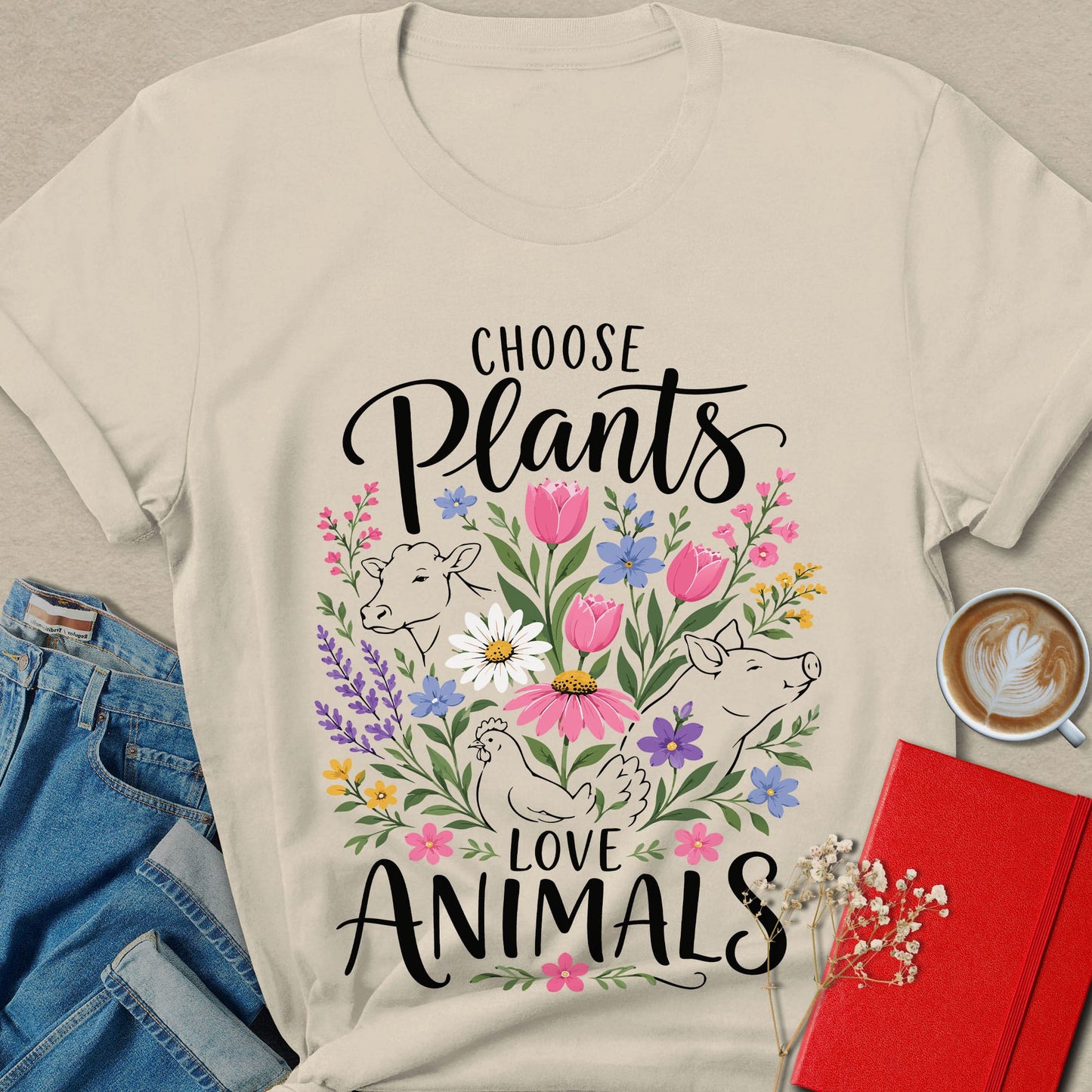 Choose Plants Love Animals Vegan T-Shirt