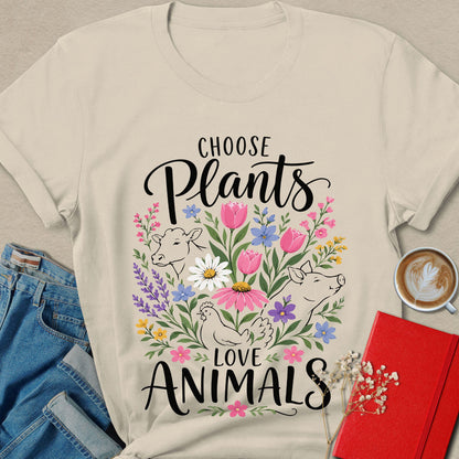 Choose Plants Love Animals Vegan T-Shirt