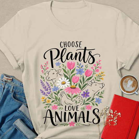 Choose Plants Love Animals Vegan T-Shirt
