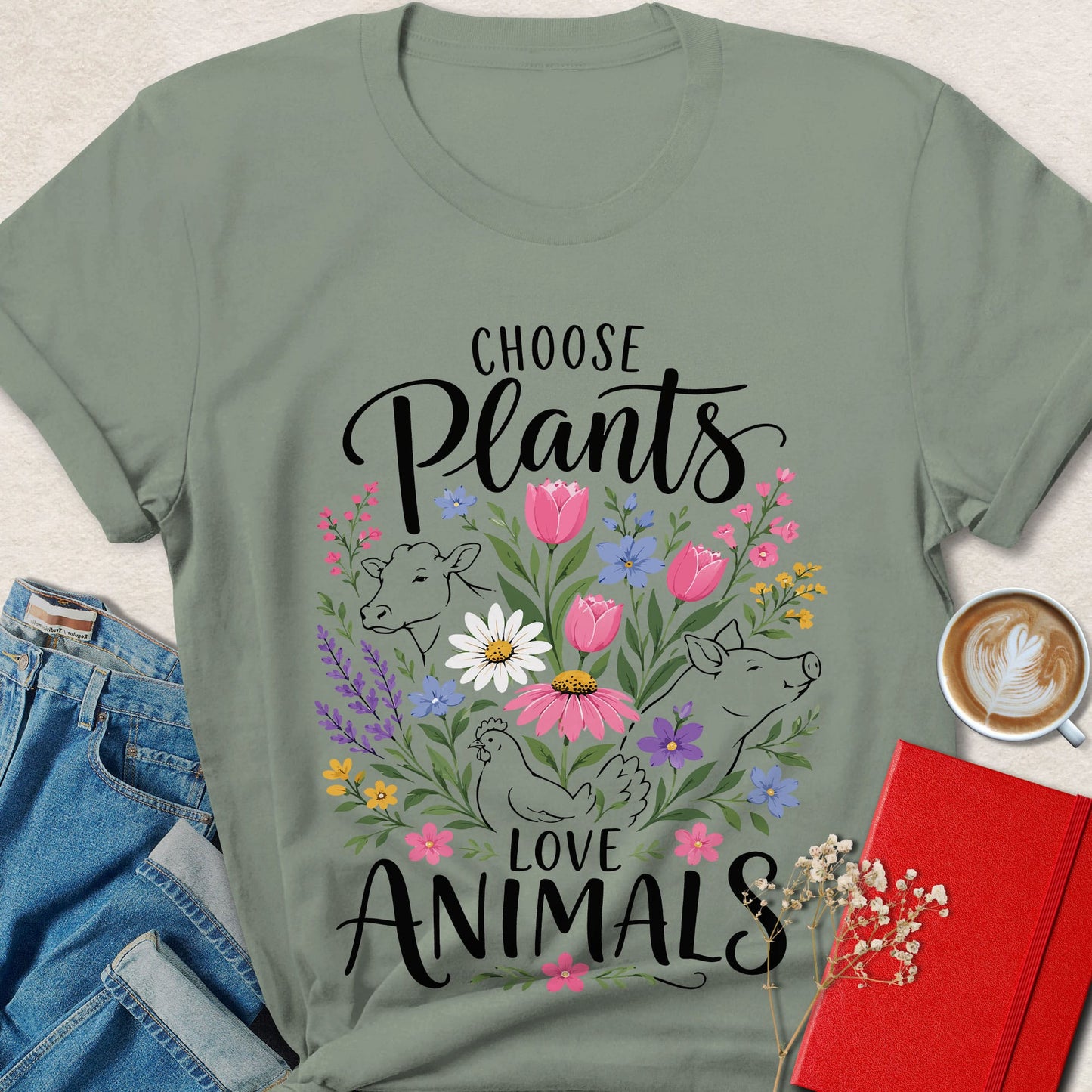 Choose Plants Love Animals Vegan T-Shirt