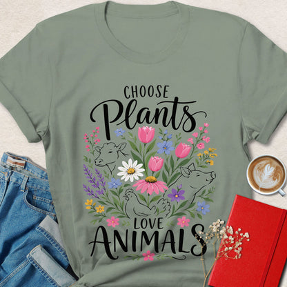 Choose Plants Love Animals Vegan T-Shirt