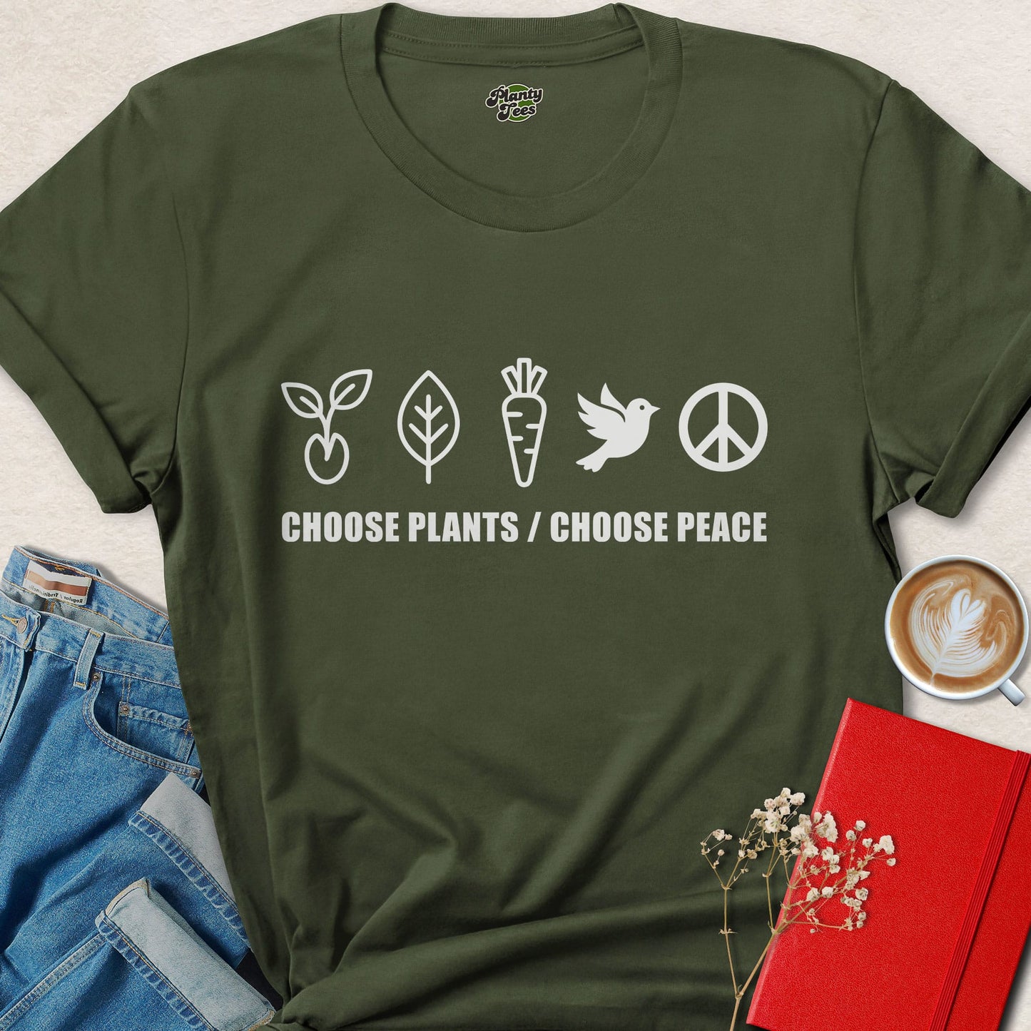 Vegan Choose Plants Choose Peace Animal Rights Shirt