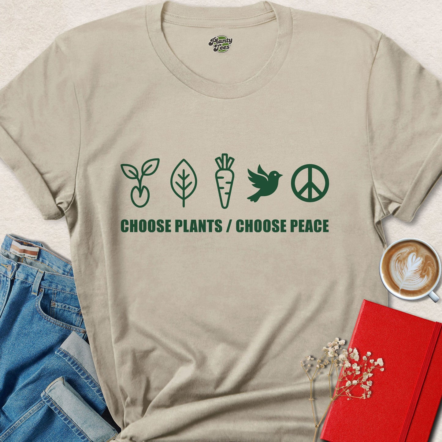 Vegan Choose Plants Choose Peace Animal Rights Shirt