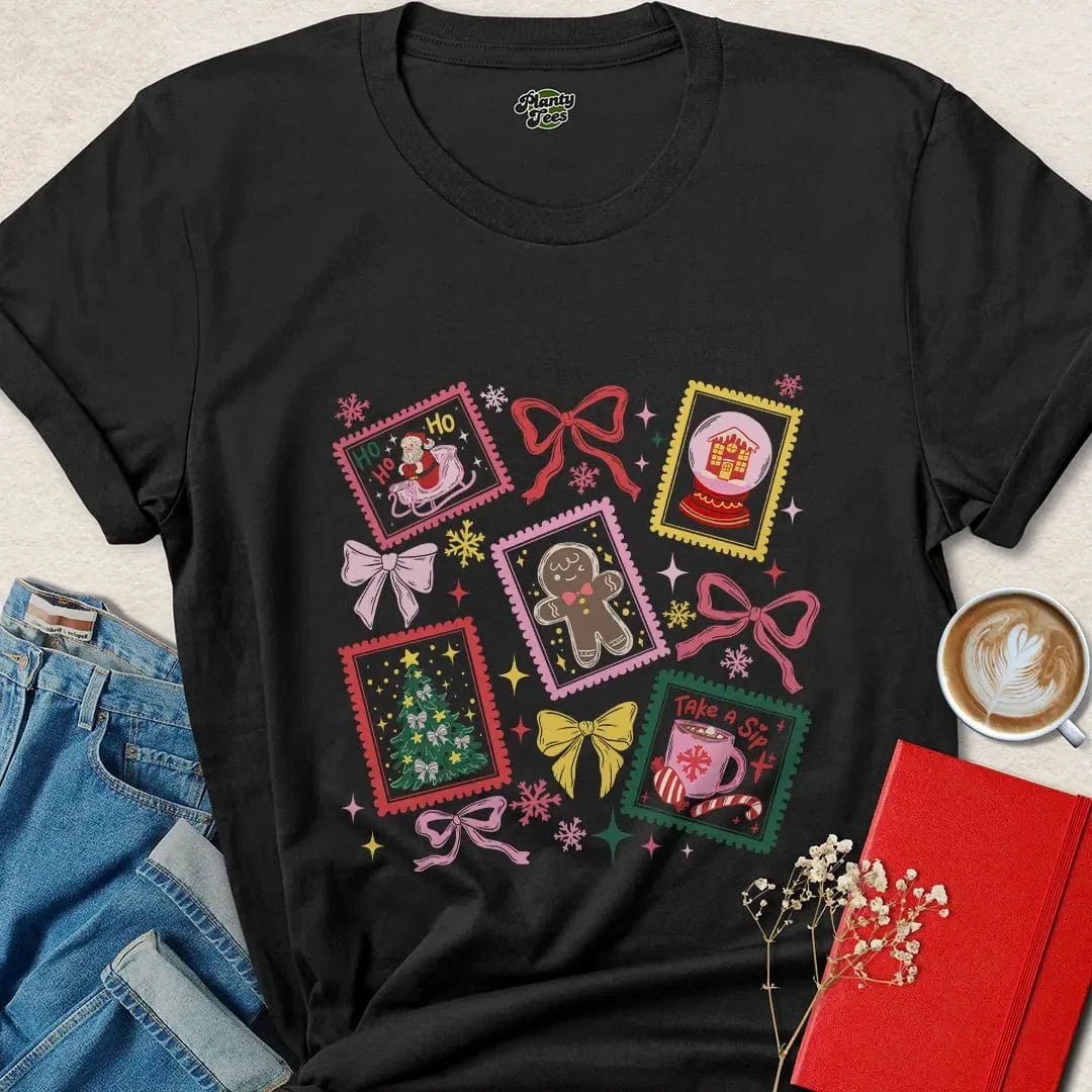 Holiday Stamp Christmas Shirt – Cute & Cozy Vegan Festive Tee