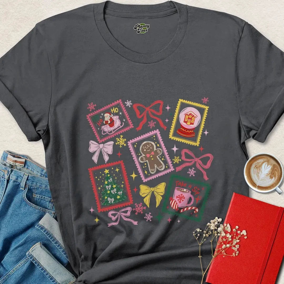 Holiday Stamp Christmas Shirt – Cute & Cozy Vegan Festive Tee