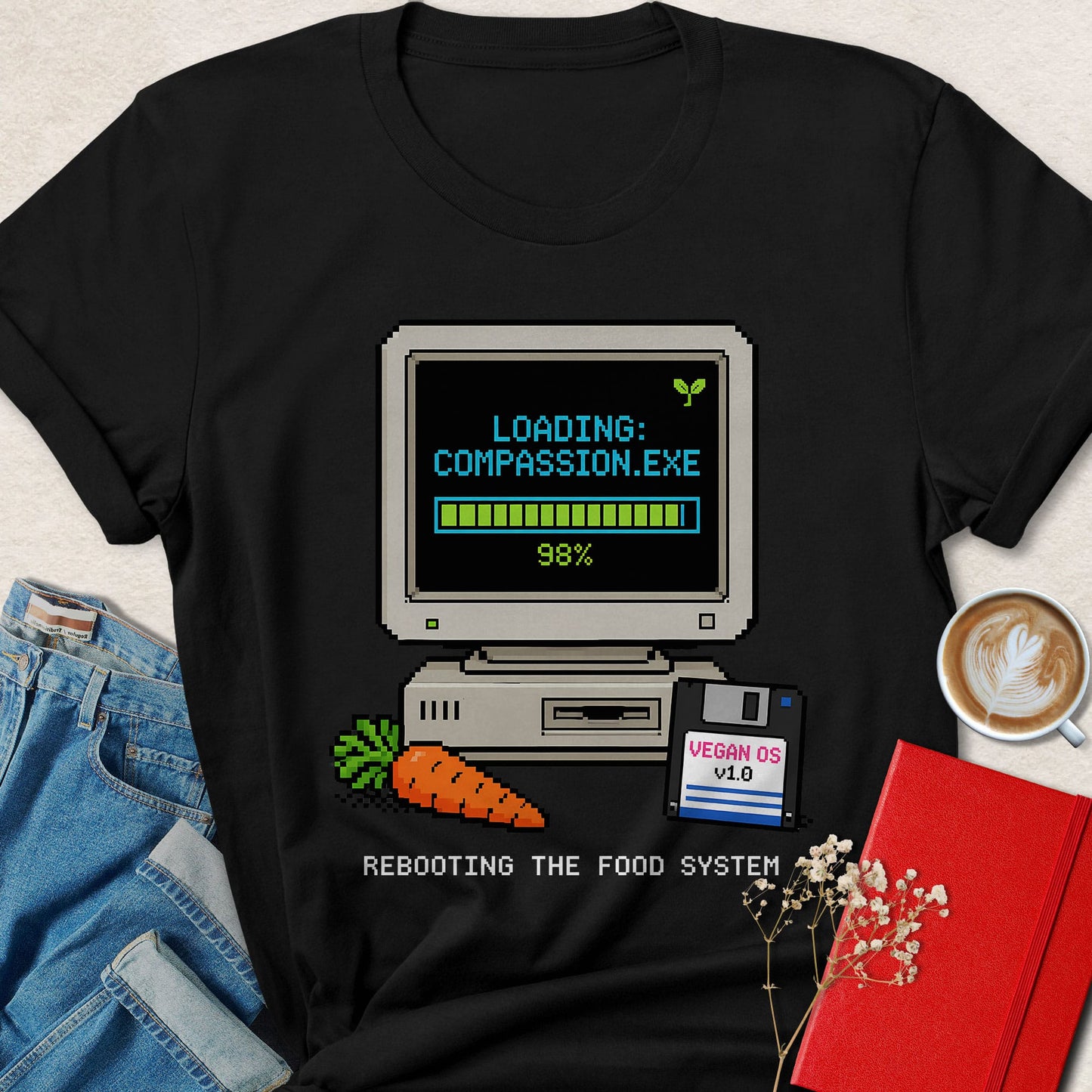Loading Compassion.exe Pixel Art T-shirt