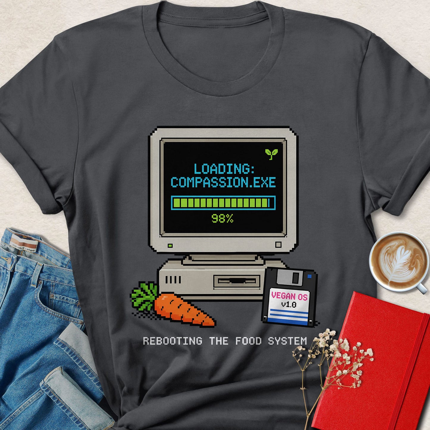 Loading Compassion.exe Pixel Art T-shirt