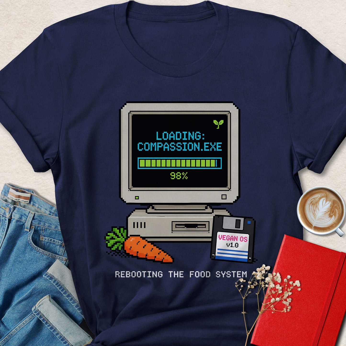 Loading Compassion.exe Pixel Art T-shirt
