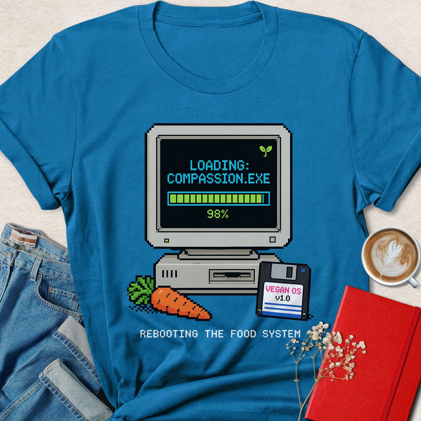 Loading Compassion.exe Pixel Art T-shirt