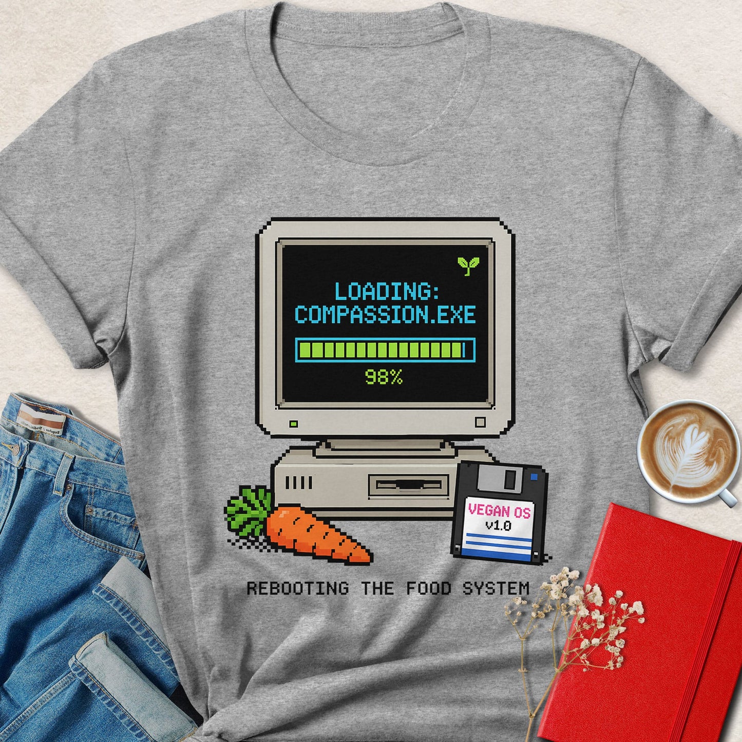 Loading Compassion.exe Pixel Art T-shirt