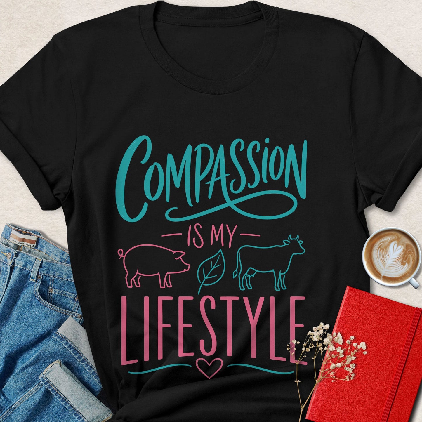 Compassion Is My Lifestyle Vegan Animal Rights T-Shirt
