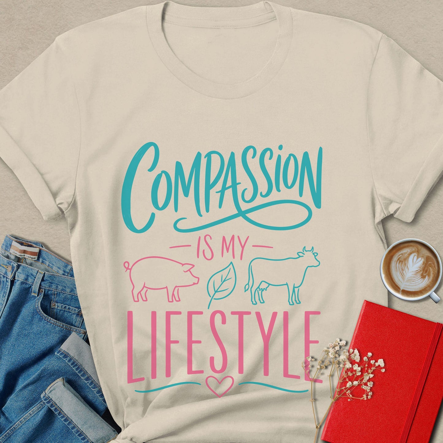 Compassion Is My Lifestyle Vegan Animal Rights T-Shirt