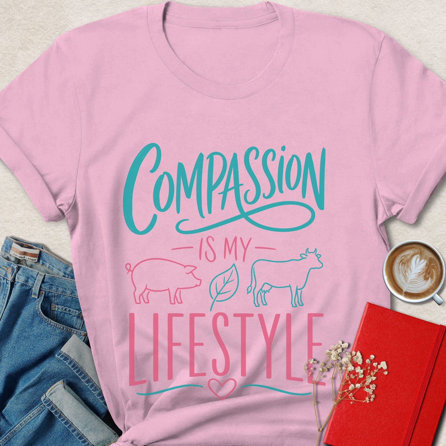 Compassion Is My Lifestyle Vegan Animal Rights T-Shirt