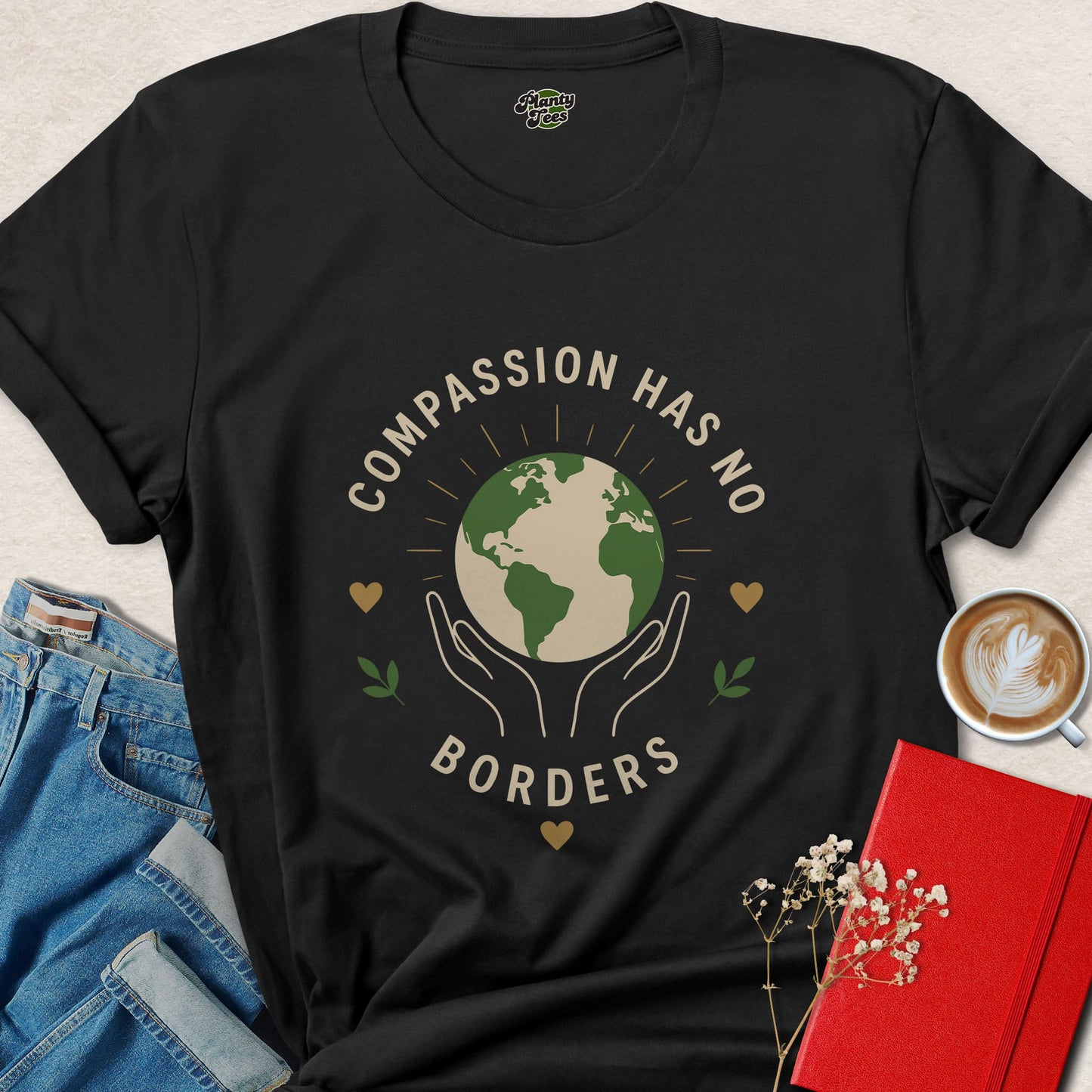 Compassion Has No Borders Vegan Animal Rights Shirt