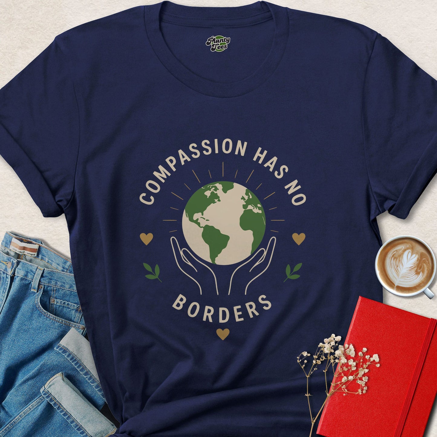 Compassion Has No Borders Vegan Animal Rights Shirt