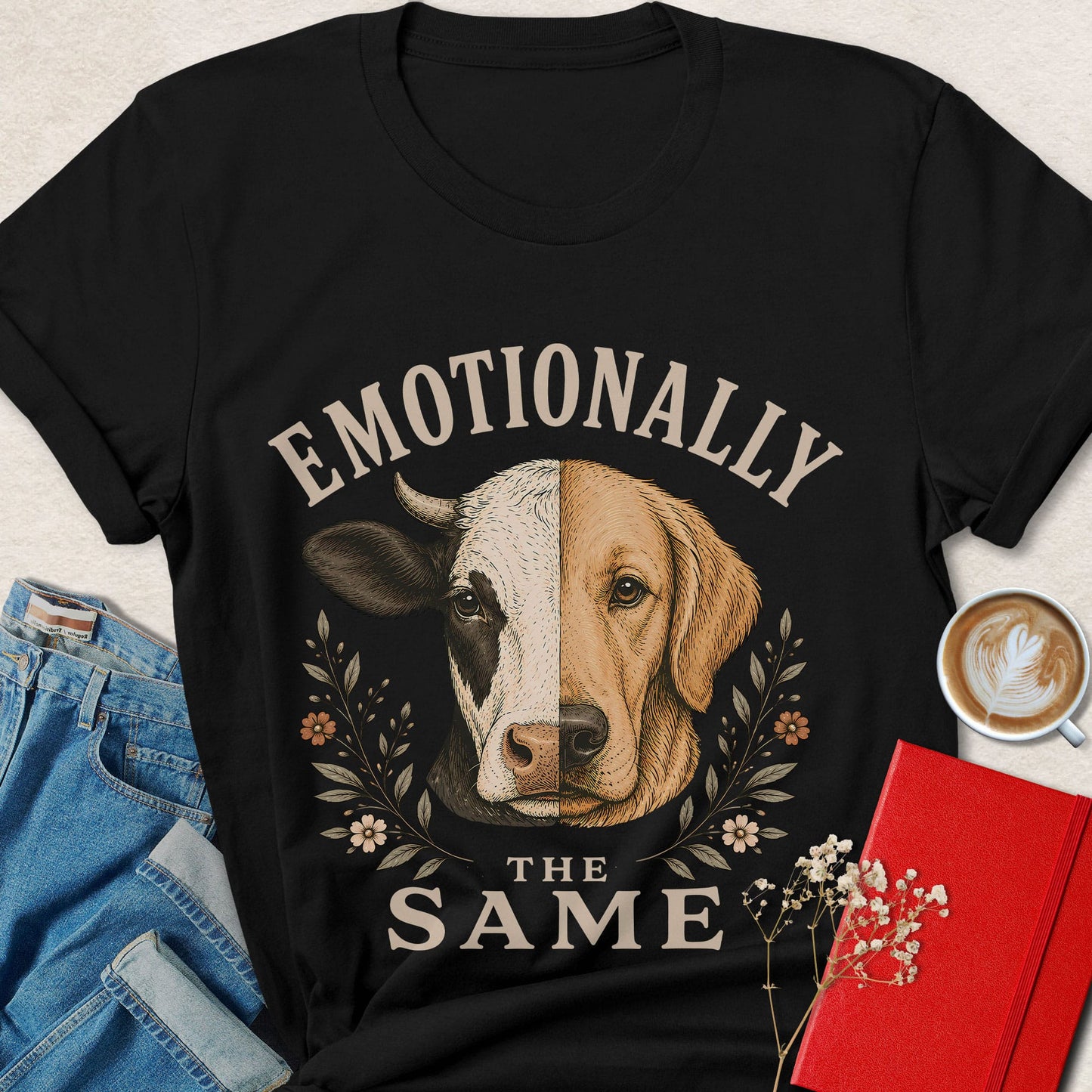 Emotionally The Same Vegan Animal Rights Graphic Shirt
