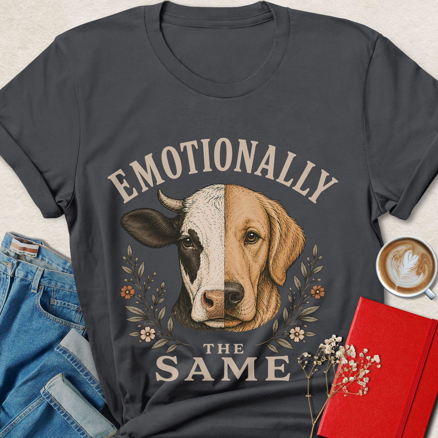 Emotionally The Same Vegan Animal Rights Graphic Shirt