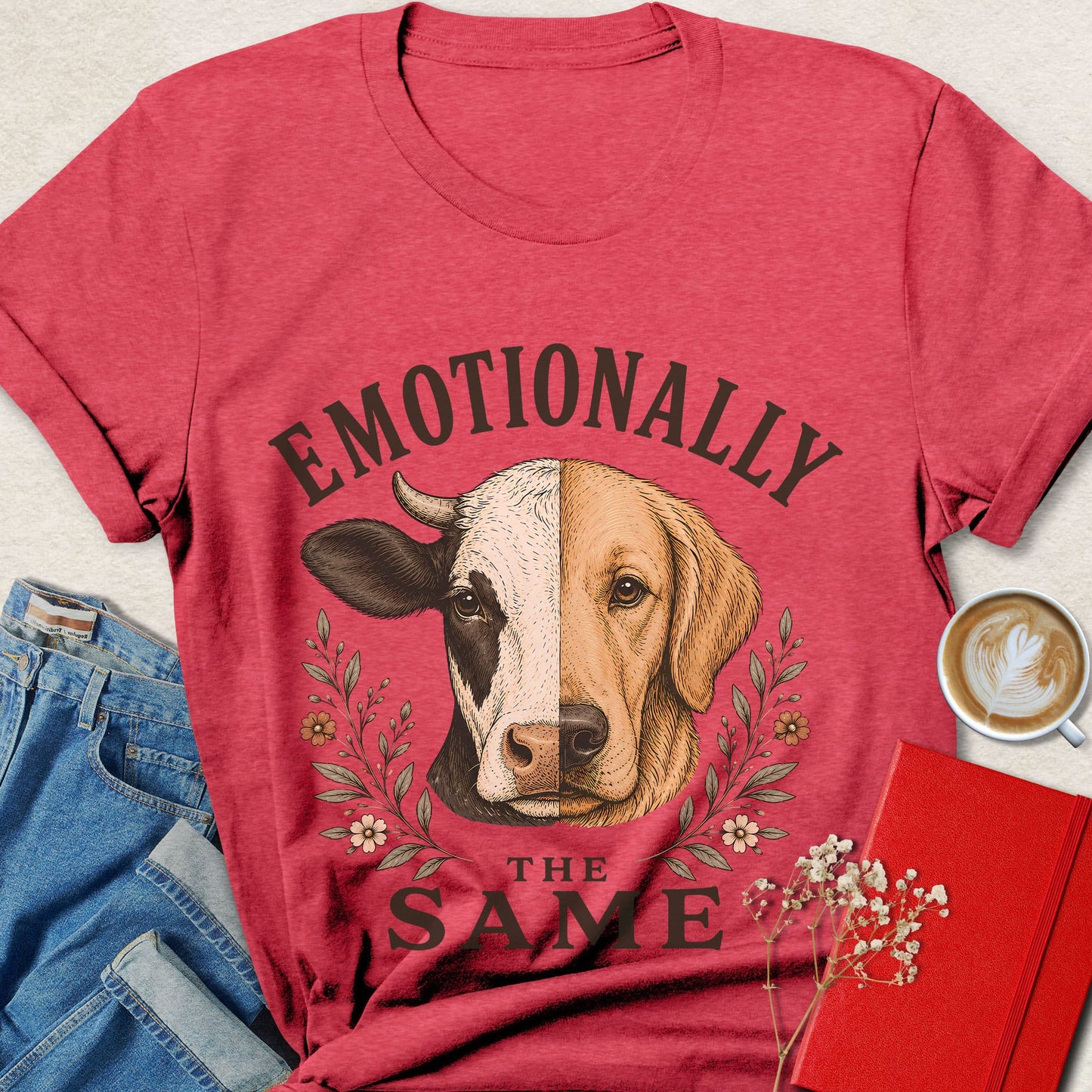 Emotionally The Same Vegan Animal Rights Graphic Shirt
