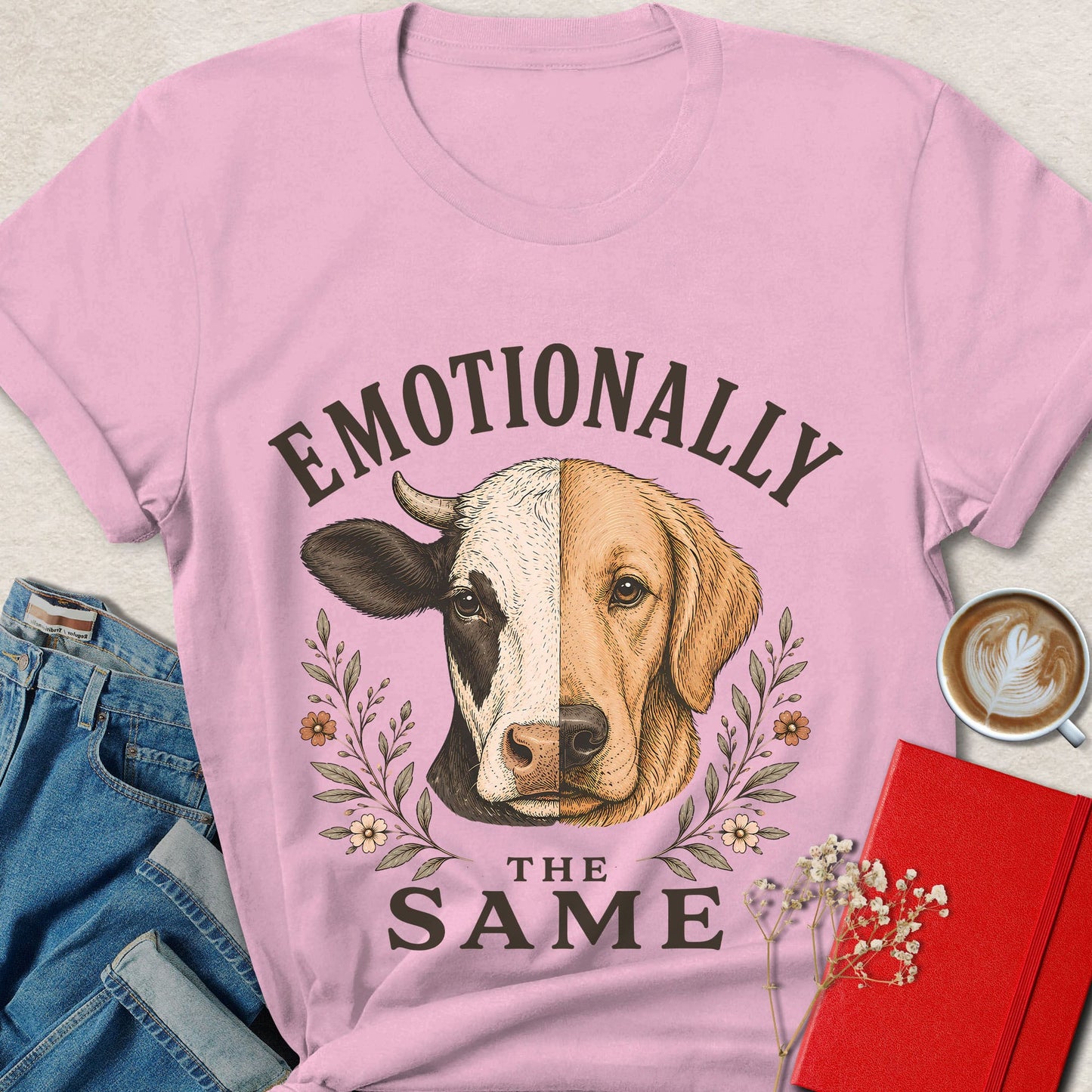 Emotionally The Same Vegan Animal Rights Graphic Shirt