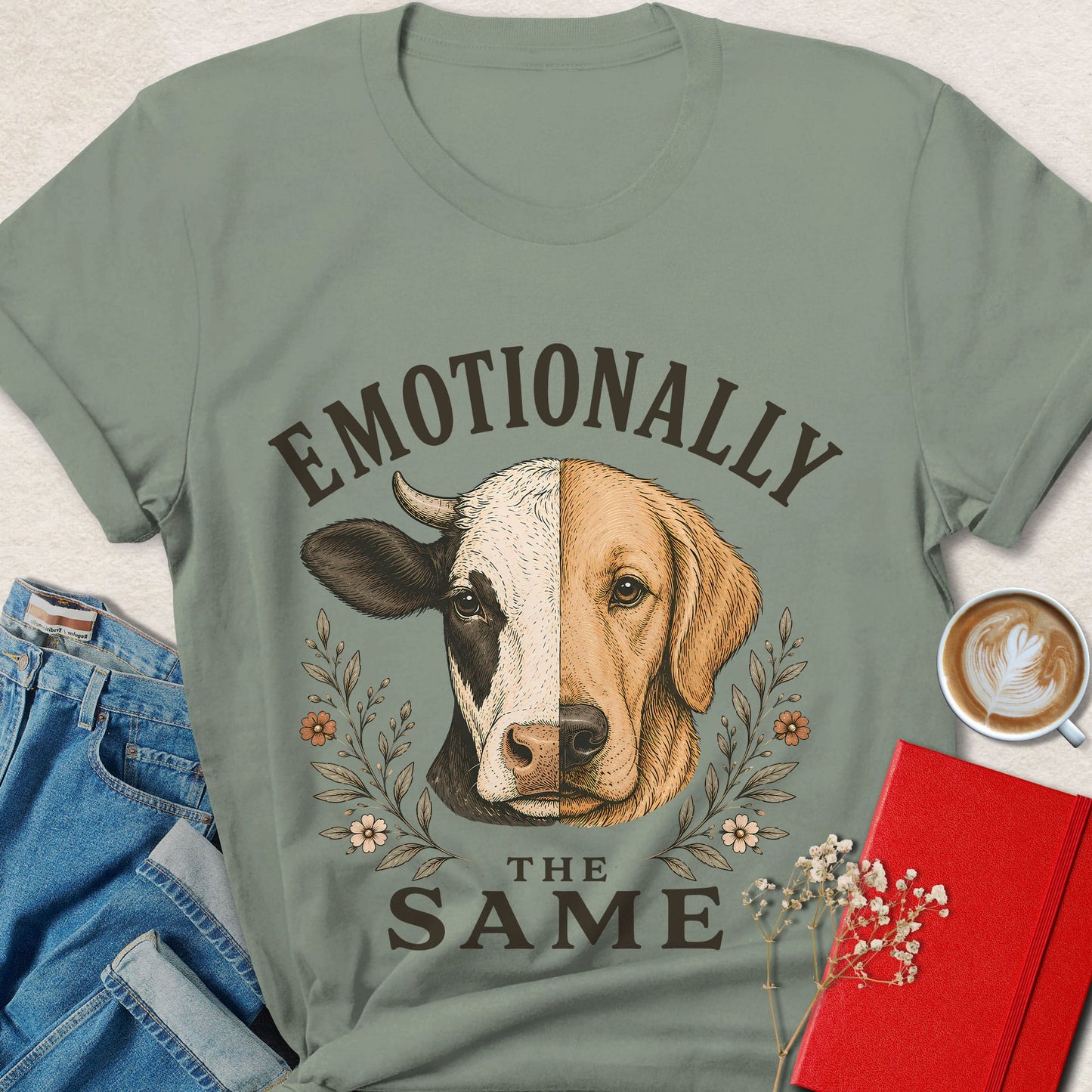 Emotionally The Same Vegan Animal Rights Graphic Shirt
