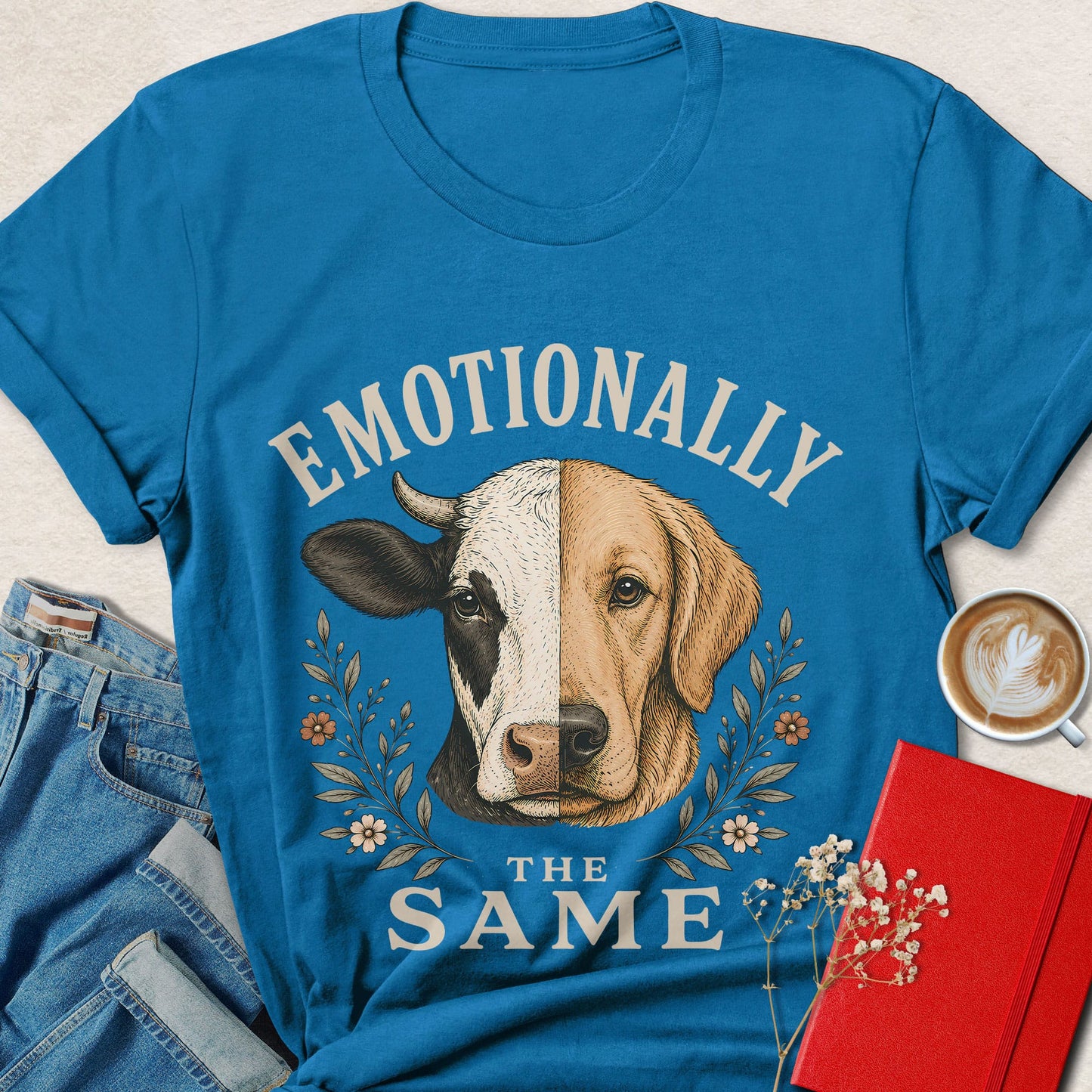 Emotionally The Same Vegan Animal Rights Graphic Shirt