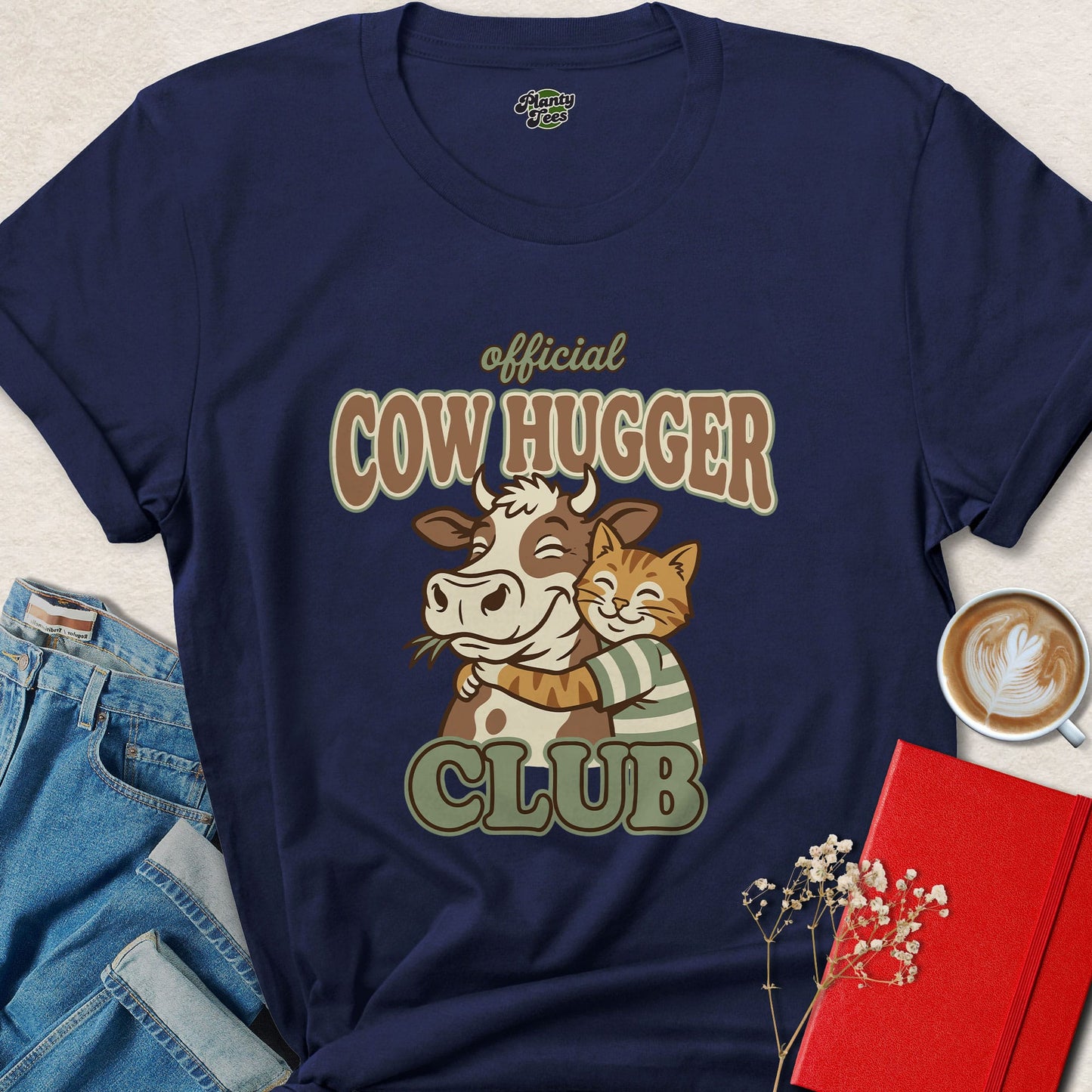 Vegan Cow Hugger Shirt Animal Rights Cute Graphic Tee Design