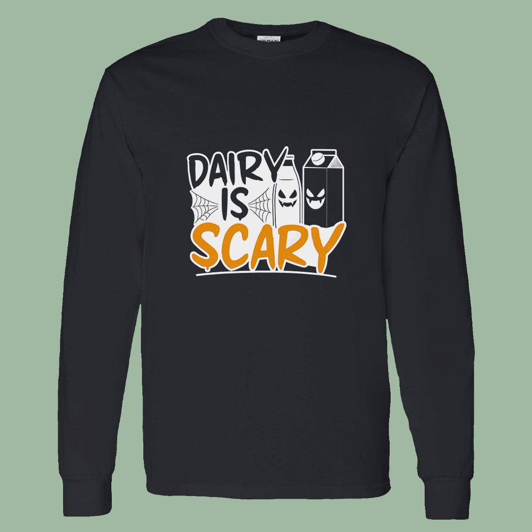 Dairy Is Scary Vegan Long Sleeve – Funny Halloween Activist Tee