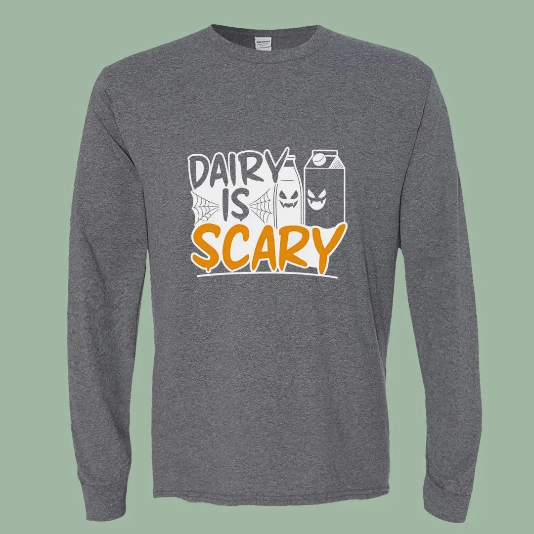 Dairy Is Scary Vegan Long Sleeve – Funny Halloween Activist Tee