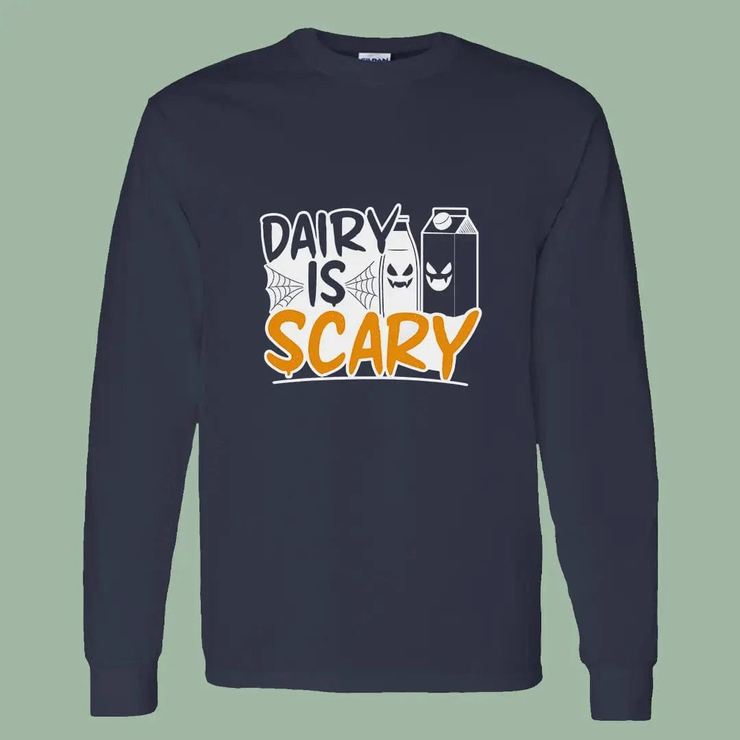 Dairy Is Scary Vegan Long Sleeve – Funny Halloween Activist Tee