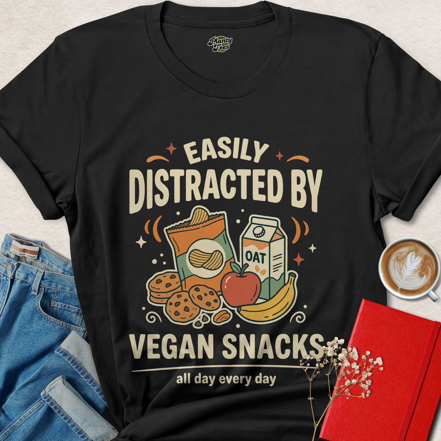 Easily Distracted By Vegan Snacks Shirt Plant Based Food Lover