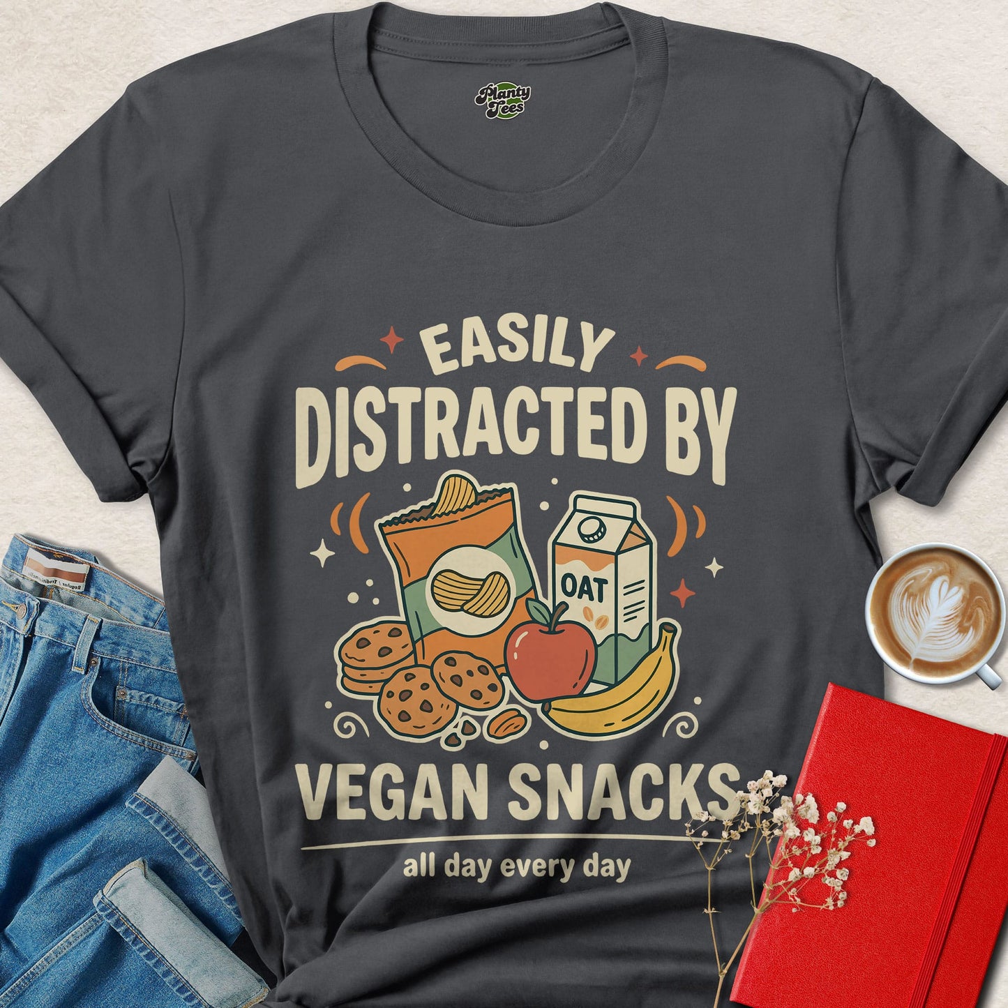 Easily Distracted By Vegan Snacks Shirt Plant Based Food Lover