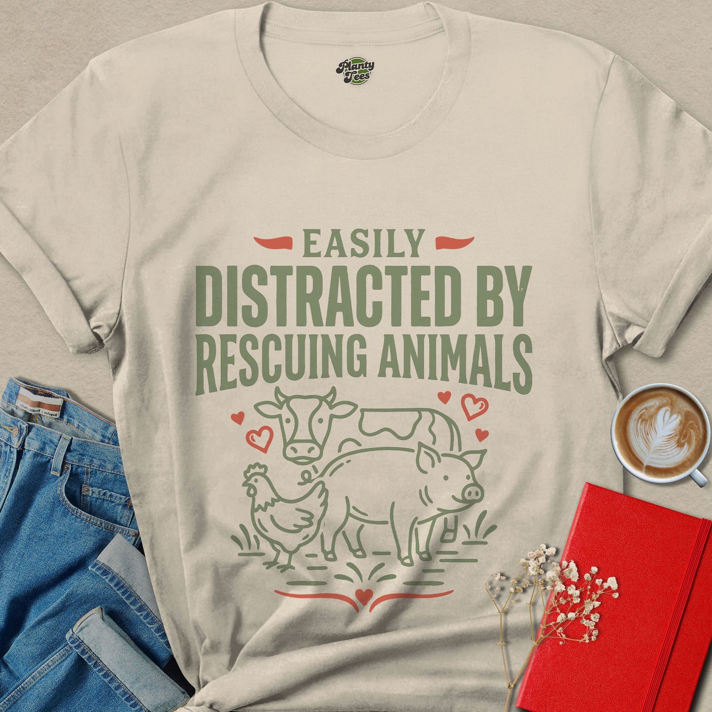 Easily Distracted By Rescuing Animals Shirt Animal Lover Tee