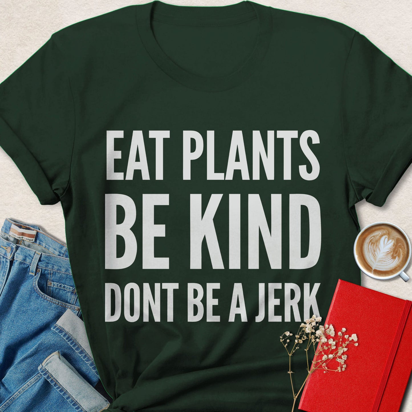 Eat Plants Be Kind Vegan Shirt Funny Plant Based Statement Tee