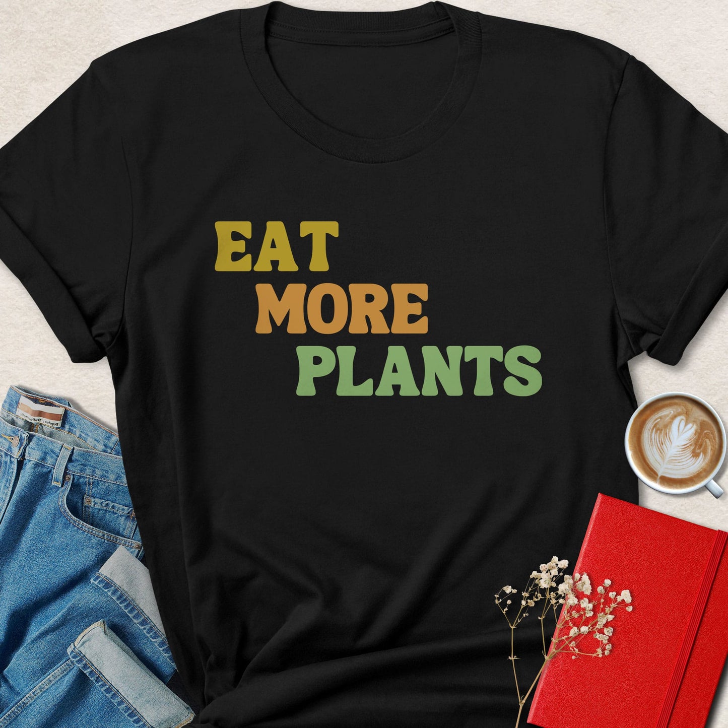 Eat More Plants T-shirt | Retro Plant Based Vegan Tee