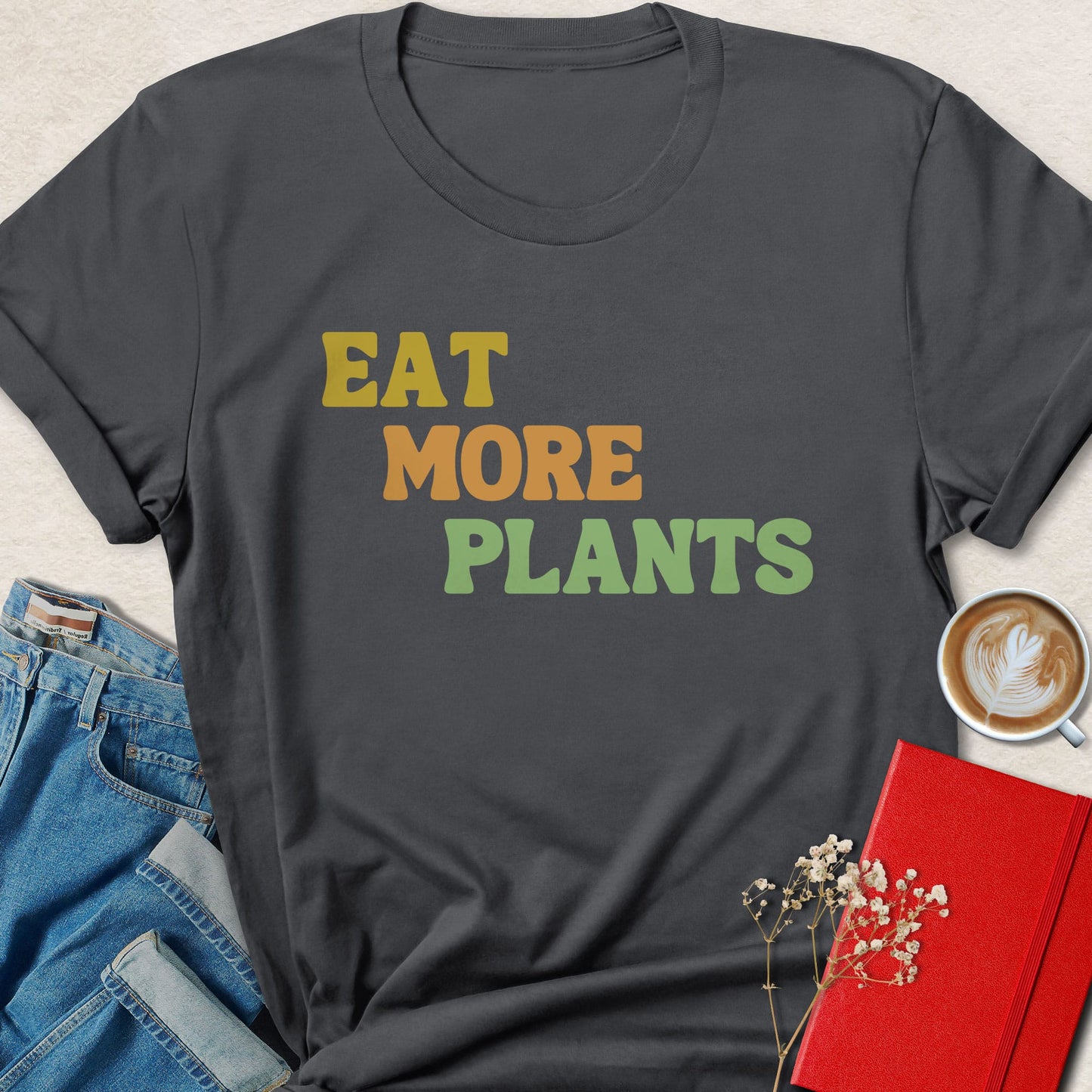 Eat More Plants T-shirt | Retro Plant Based Vegan Tee