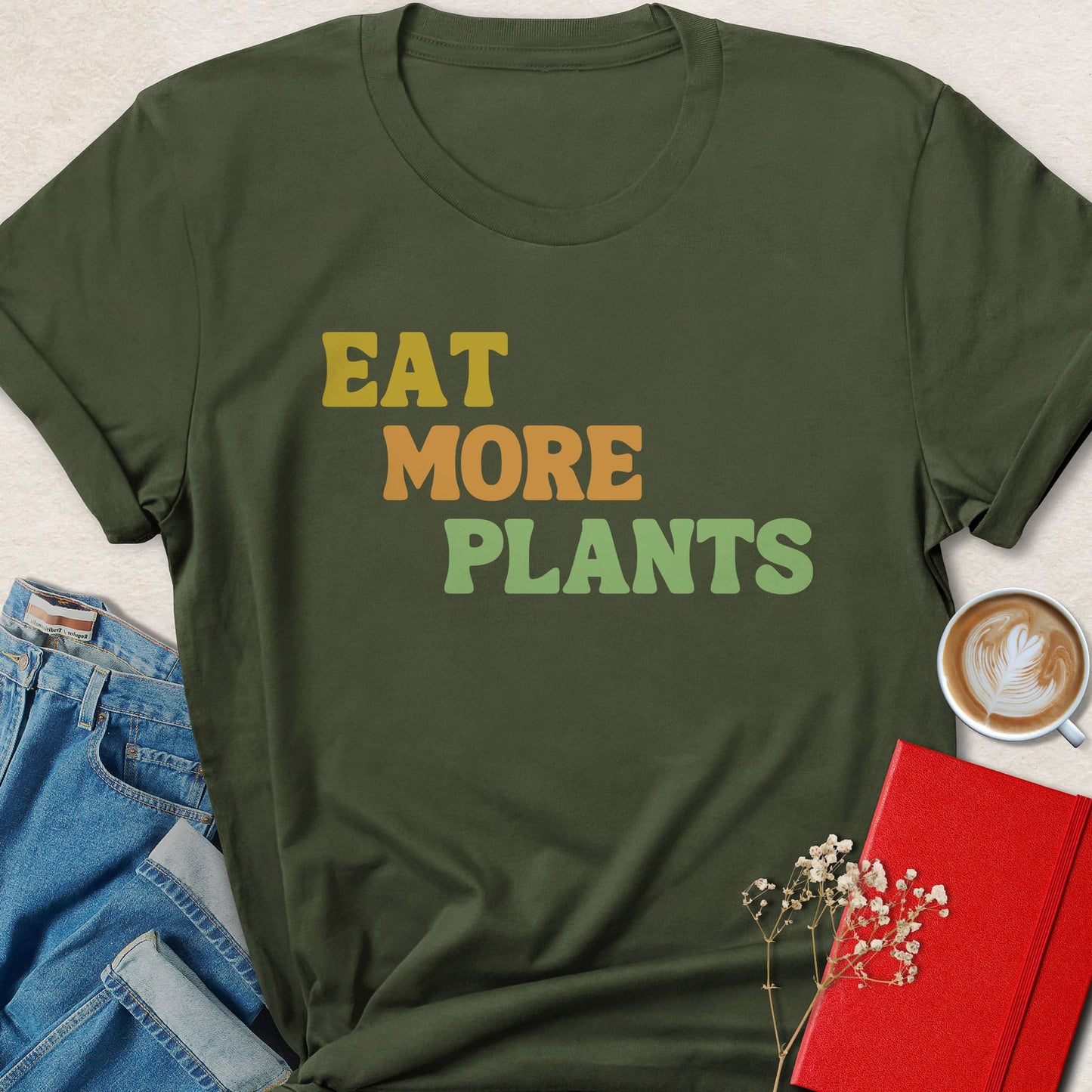 Eat More Plants T-shirt | Retro Plant Based Vegan Tee