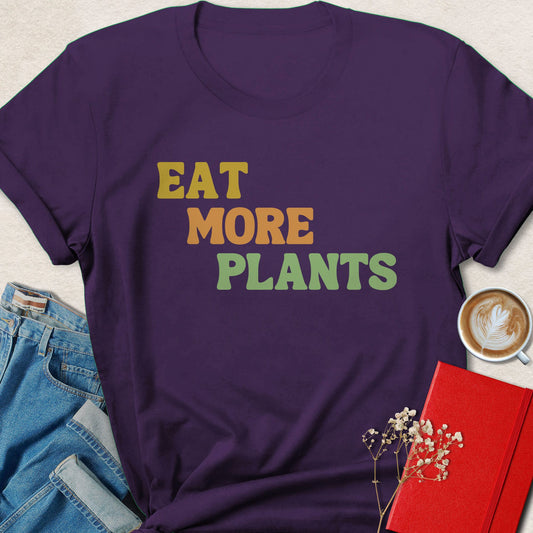 Eat More Plants T-shirt | Retro Plant Based Vegan Tee