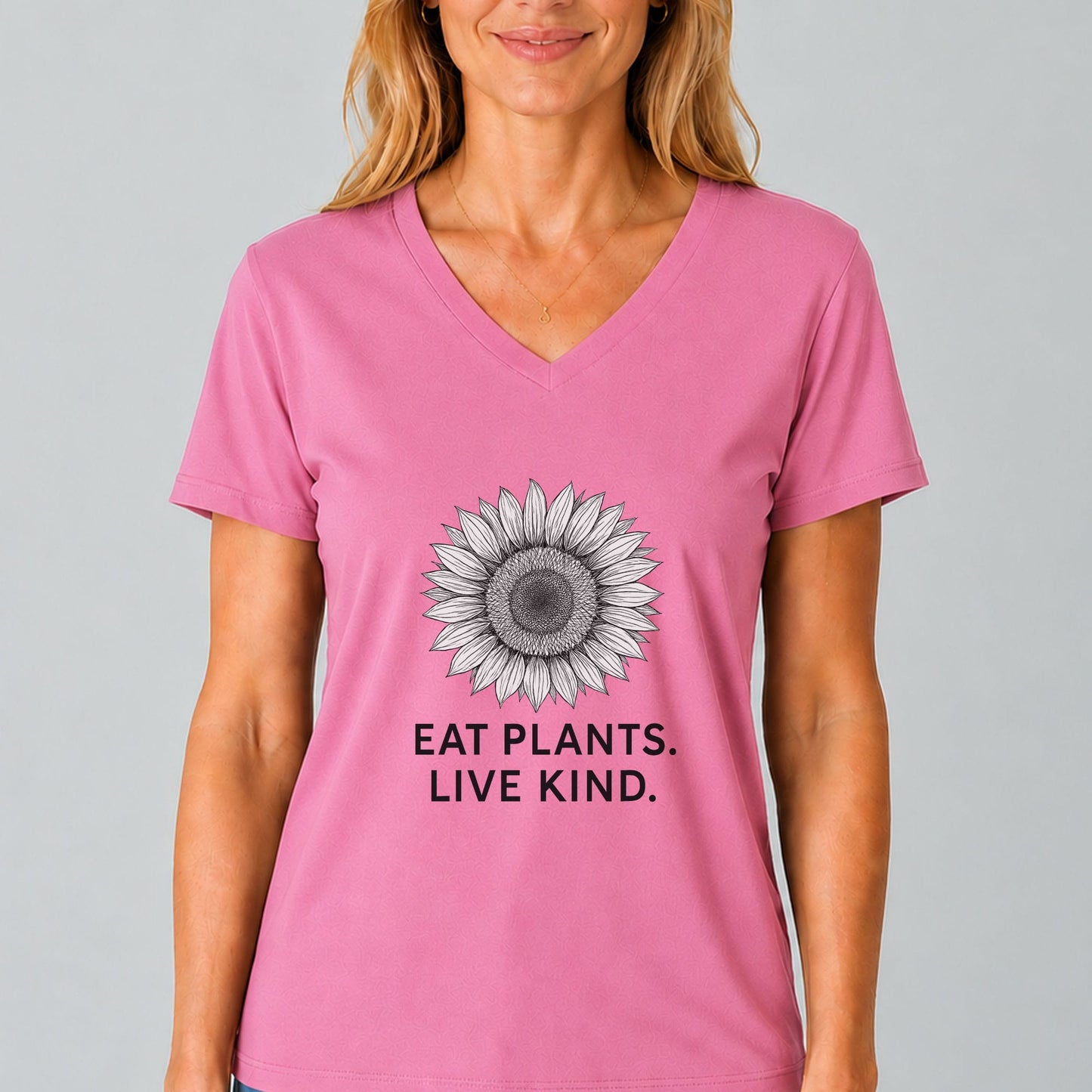 Eat Plants Live Kind V-Neck Shirt