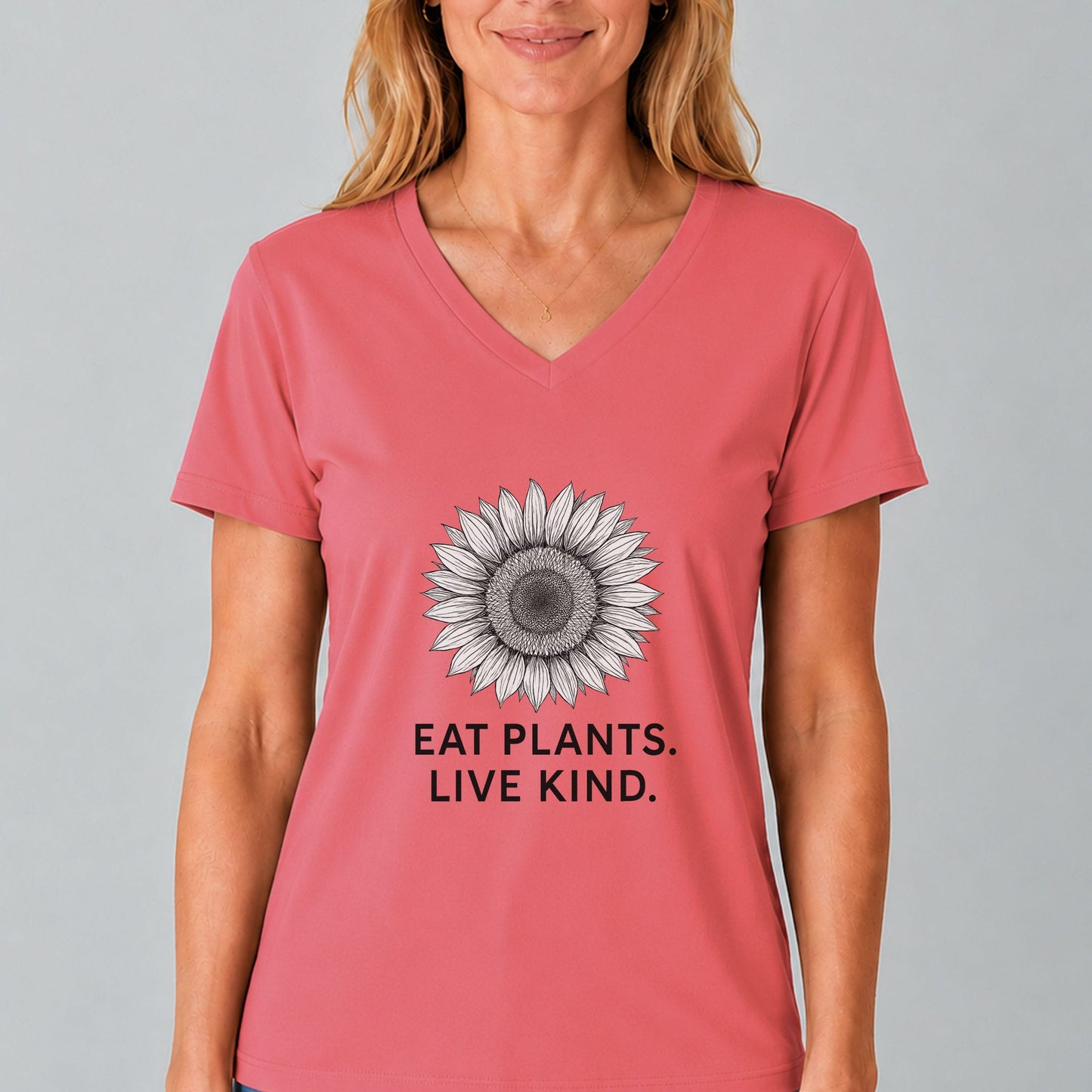 Eat Plants Live Kind V-Neck Shirt