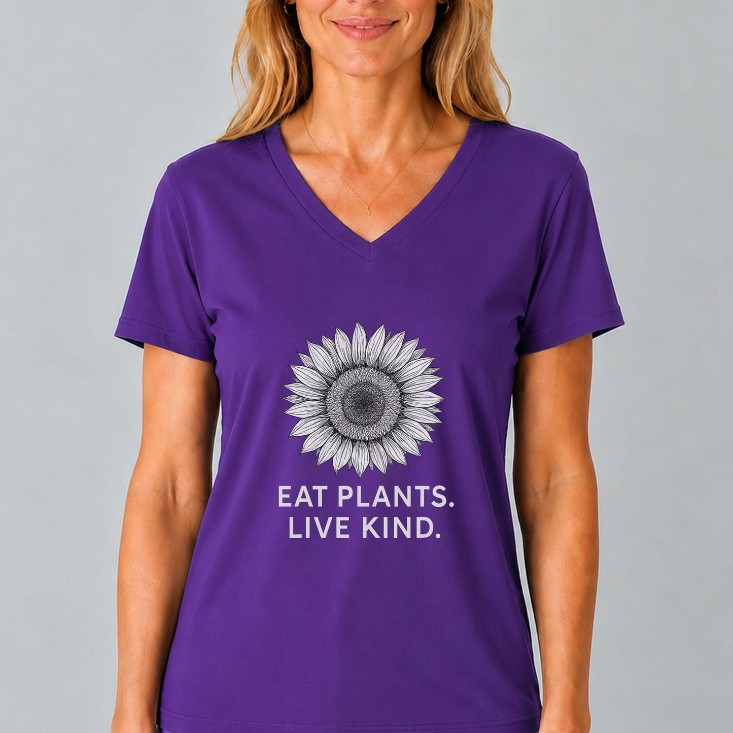 Eat Plants Live Kind V-Neck Shirt