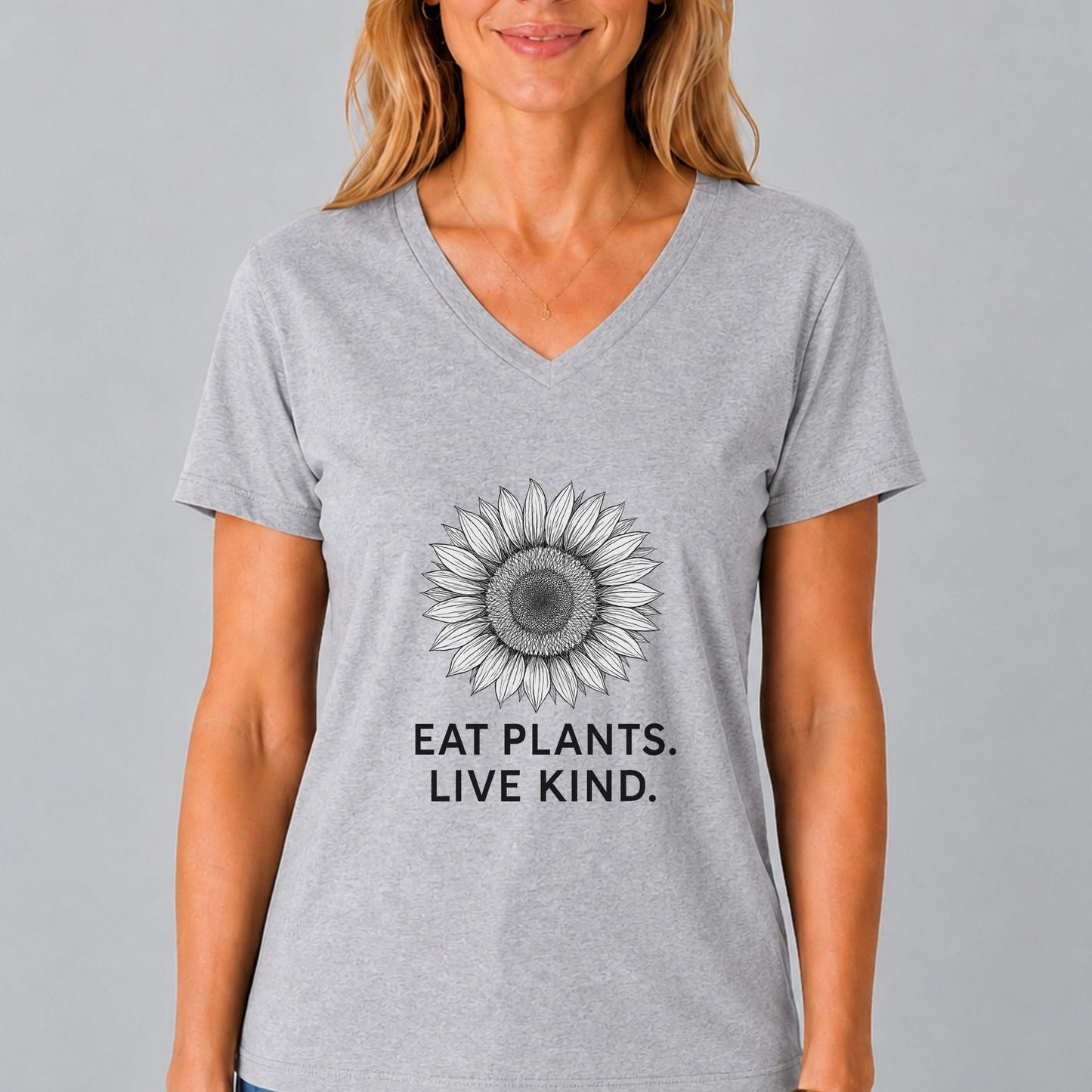 Eat Plants Live Kind V-Neck Shirt