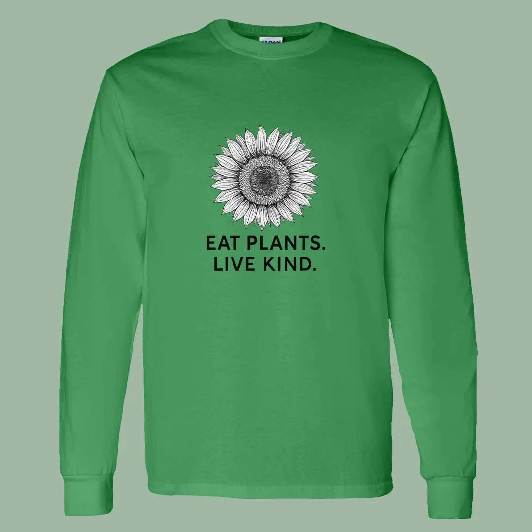 Eat Plants Live Kind Long Sleeve Tee – Simple Vegan Statement Shirt