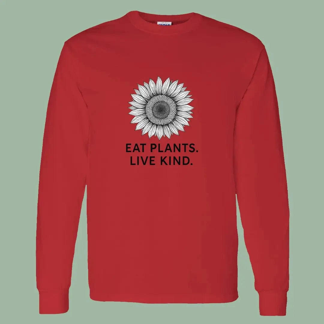 Eat Plants Live Kind Long Sleeve Tee – Simple Vegan Statement Shirt