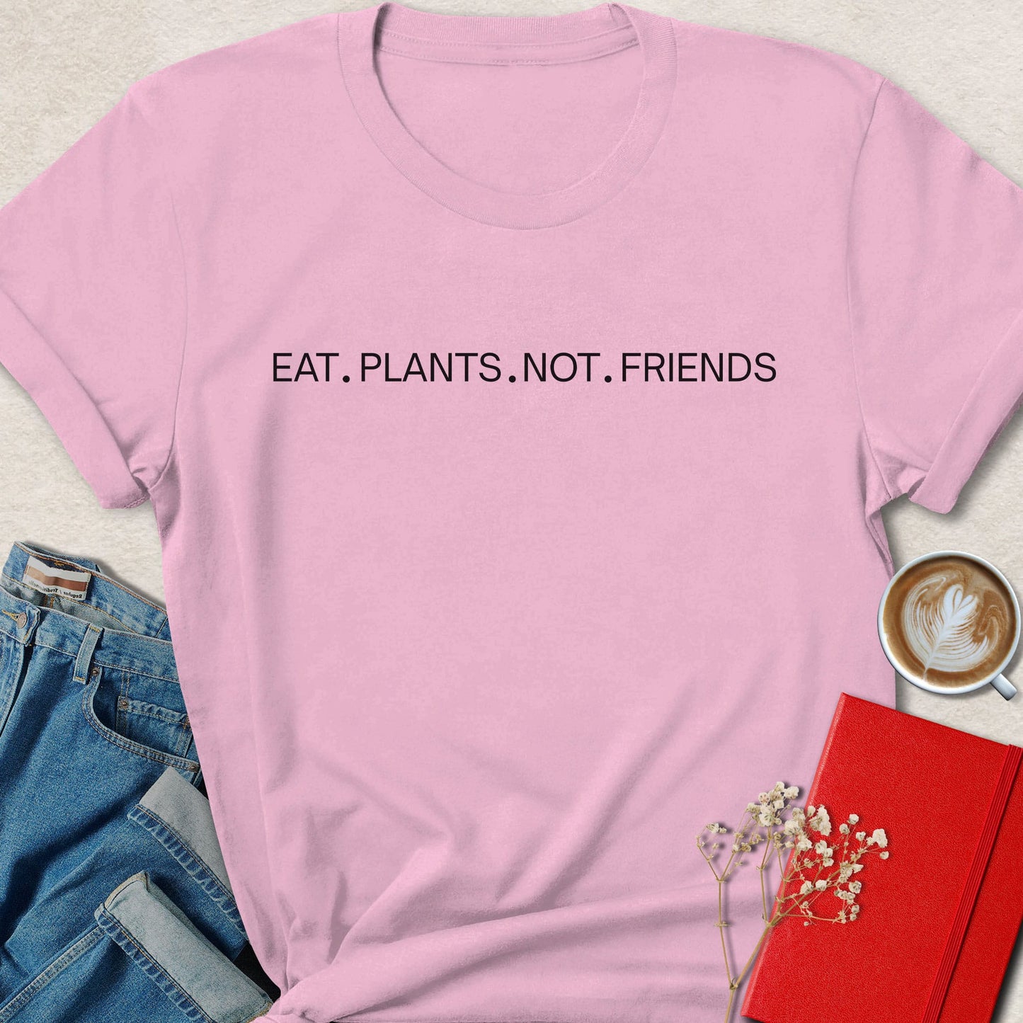 Minimalist Eat Plants Not Friends Vegan Statement T-Shirt