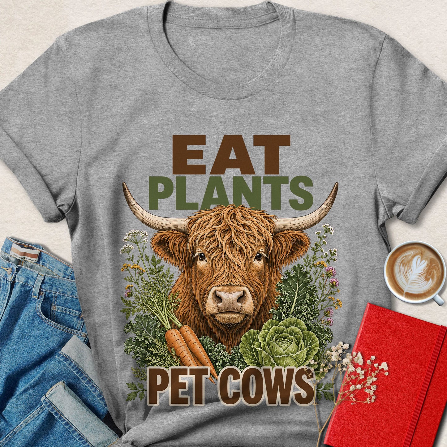 Eat Plants Pet Cows Vegan Animal Rights T-Shirt