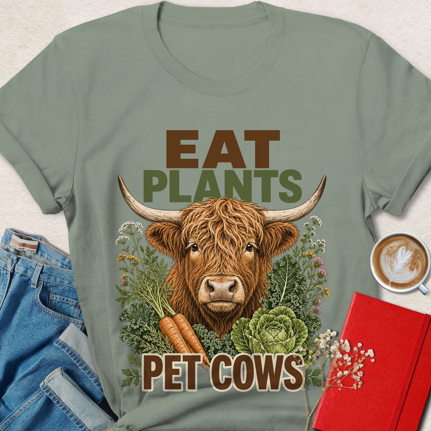 Eat Plants Pet Cows Vegan Animal Rights T-Shirt