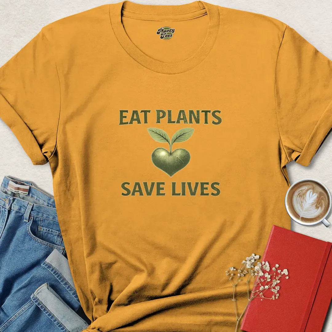 Eat Plants Save Lives Vegan T Shirt