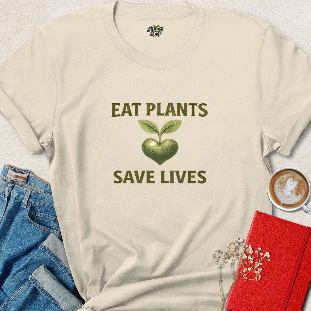 Eat Plants Save Lives Vegan T Shirt