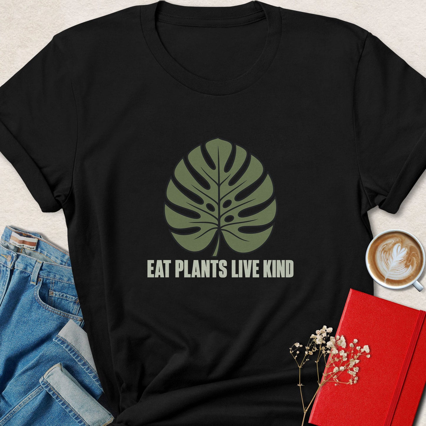 Eat Plants Live Kind Monstera Graphic T-Shirt